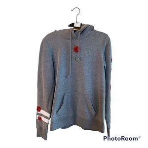 Hollister gray hooded sweat shirt with roses. Sz. S